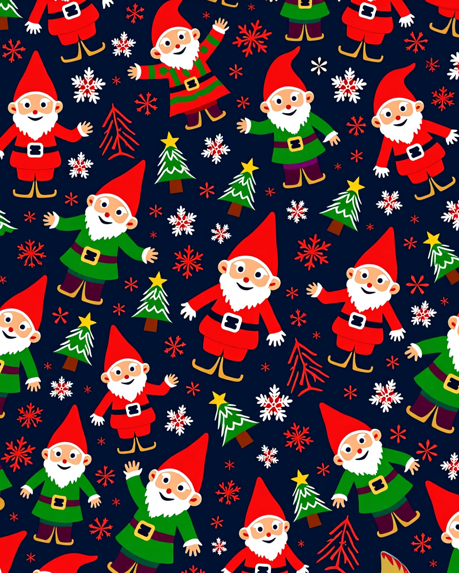 Whimsical Christmas Gnomes and Trees Rug