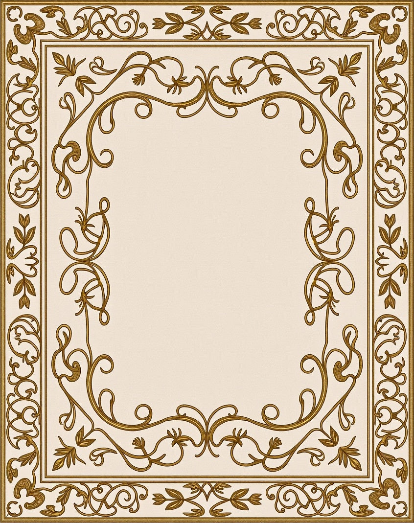 Golden Vine Ornate Border Design Rug
