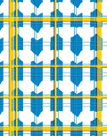 Bold Yellow Blue Plaid Abstract Design Rug