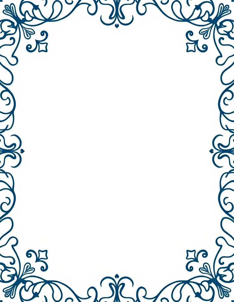 Ornate Blue Swirl Filigree Design Rug