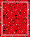 Whimsical Red Tribal Animal Illustration Rug