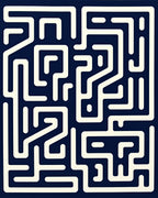 Navy Cream Maze Pattern Rug