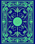 Ornate Floral Design In Blue And Green Rug