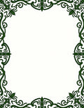 Elegant Green Swirl Floral Border Rug