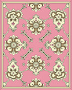 Ornate Floral Symmetry Pink Rug