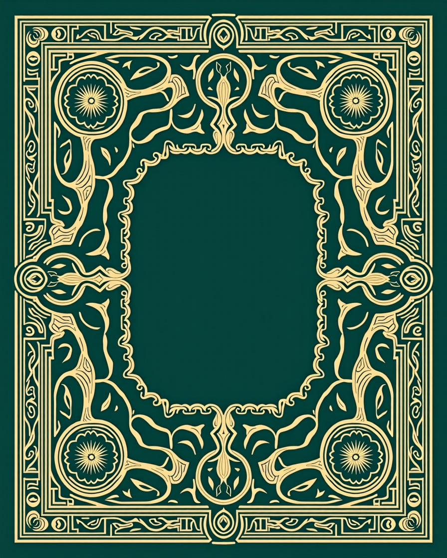 Ornate Golden Floral Border Design Rug