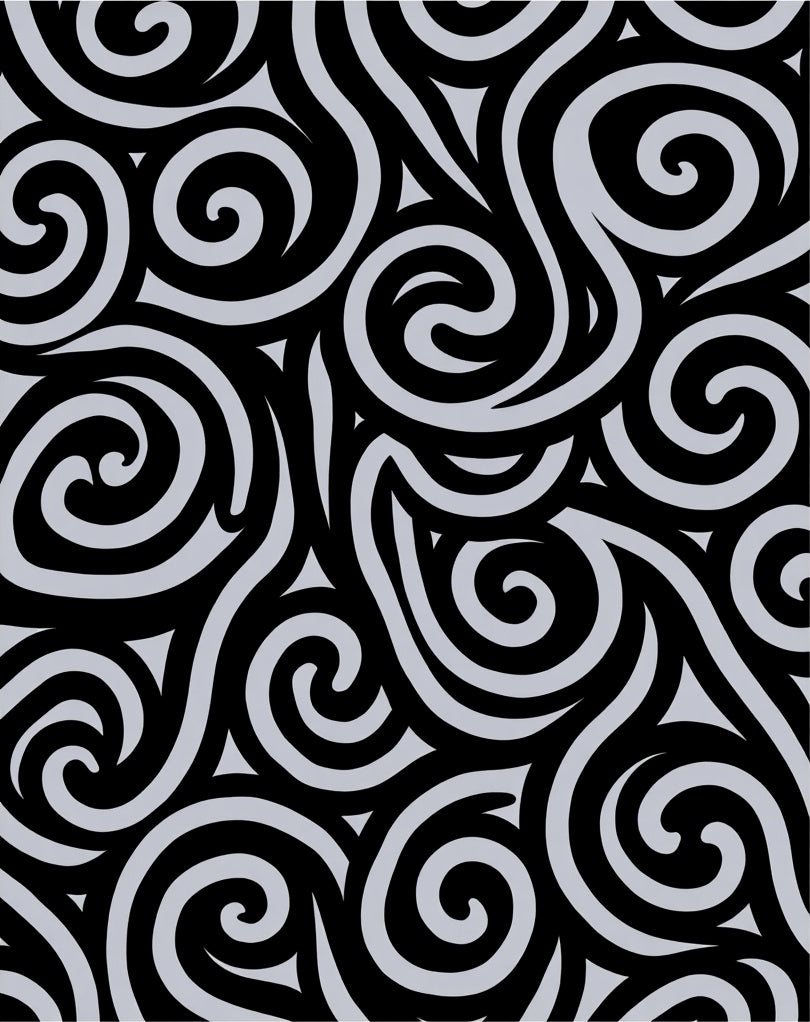Black Grey Swirl Pattern Rug