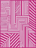 Bold Pink White Geometric Stripe Rug