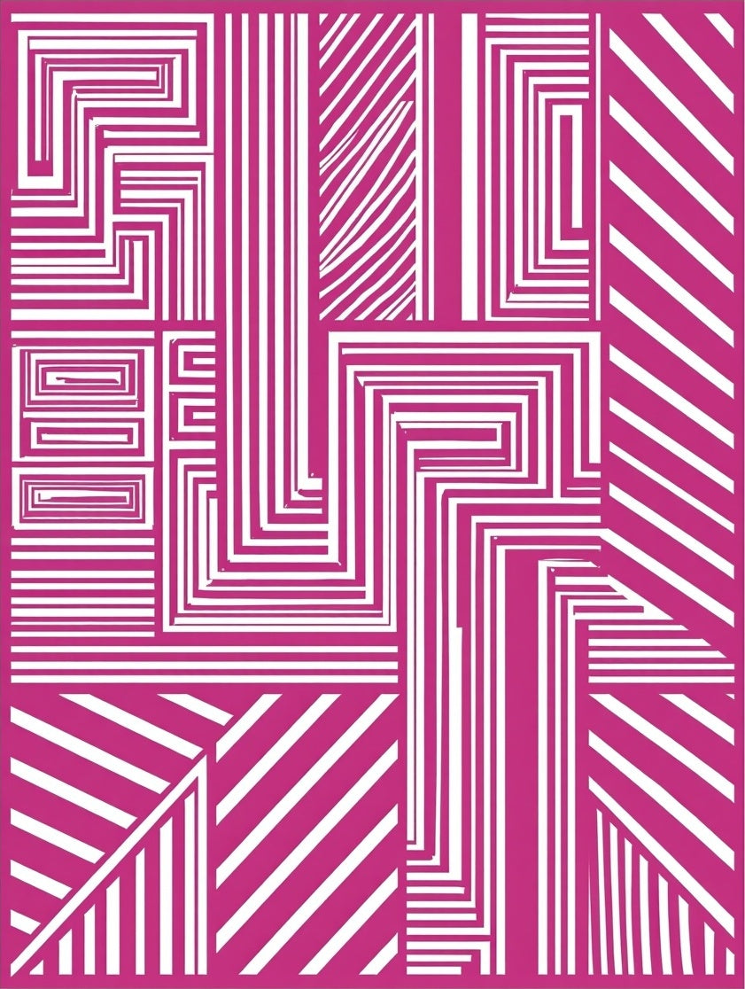 Bold Pink White Geometric Stripe Rug
