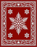 Crimson Snowflake Laurel Frame Rug