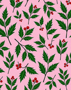 Crimson Berry Green Leaf Clusters Rug
