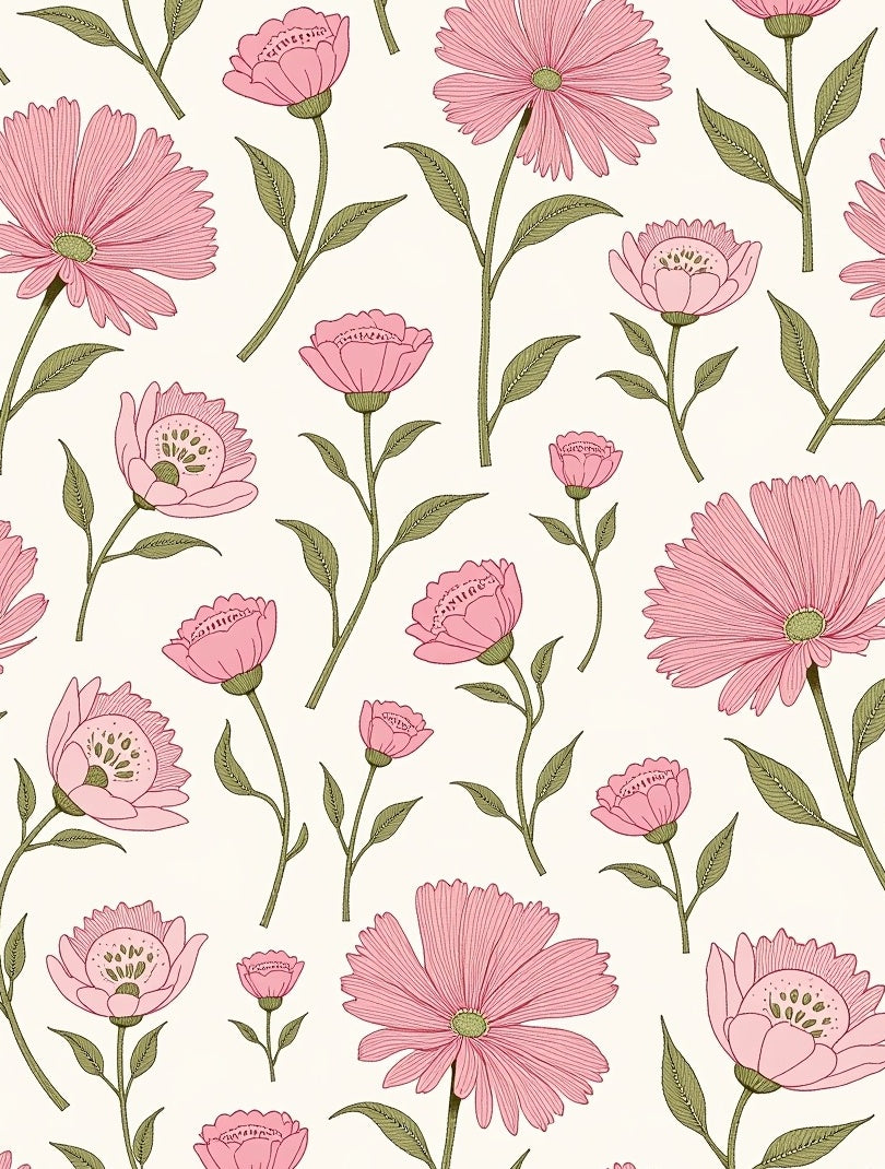 Vintage Pink Floral Garden Design Rug