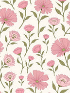 Vintage Pink Floral Garden Design Rug