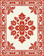 Bold Red Floral Damask Pattern Rug