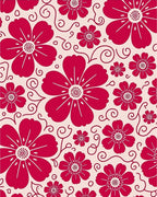 Crimson Floral Pattern with Swirls Rug