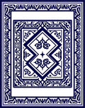 Intricate Blue White Geometric Pattern Rug