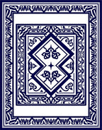 Intricate Blue White Geometric Pattern Rug
