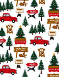 Red Truck Christmas Tree Forest Picnic Rug