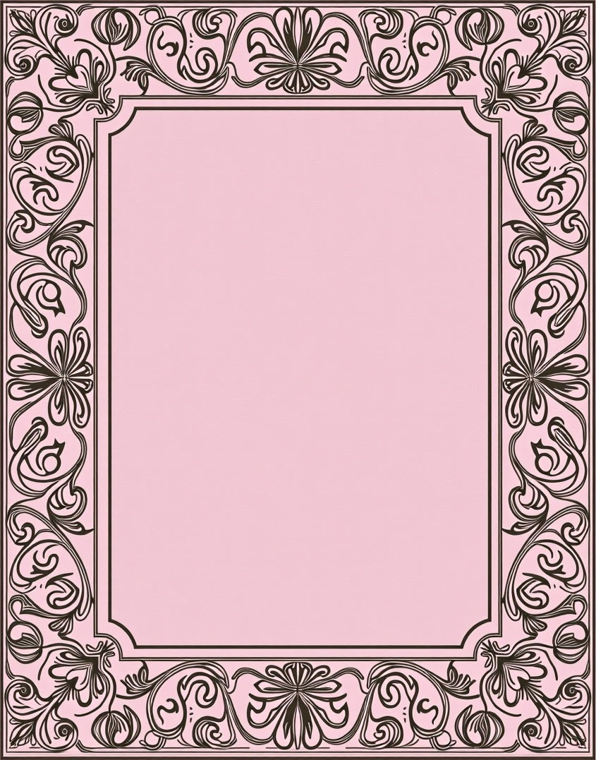 Elegant Floral Swirl Border Design Rug