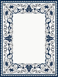 Navy Floral Scroll Border Rug