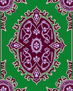 Vivid Green Oval Floral Medallion Design Rug