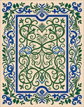 Intricate Woven Emerald Blue Floral Rug