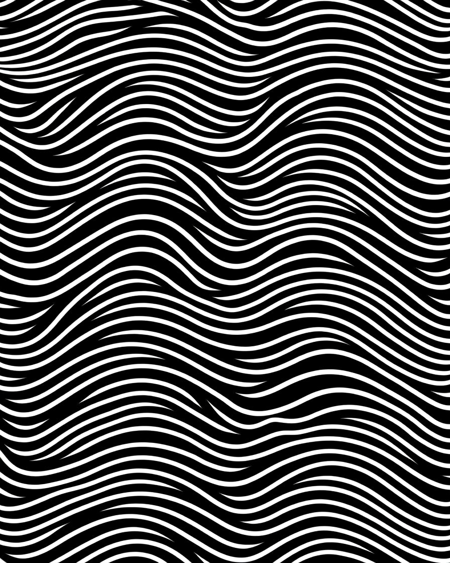 Black White Wavy Line Design Rug