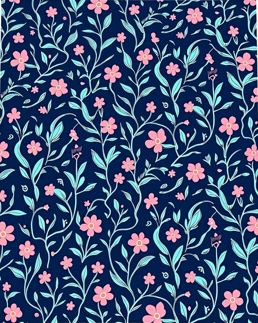 Charming Pink Floral Vine Pattern Rug