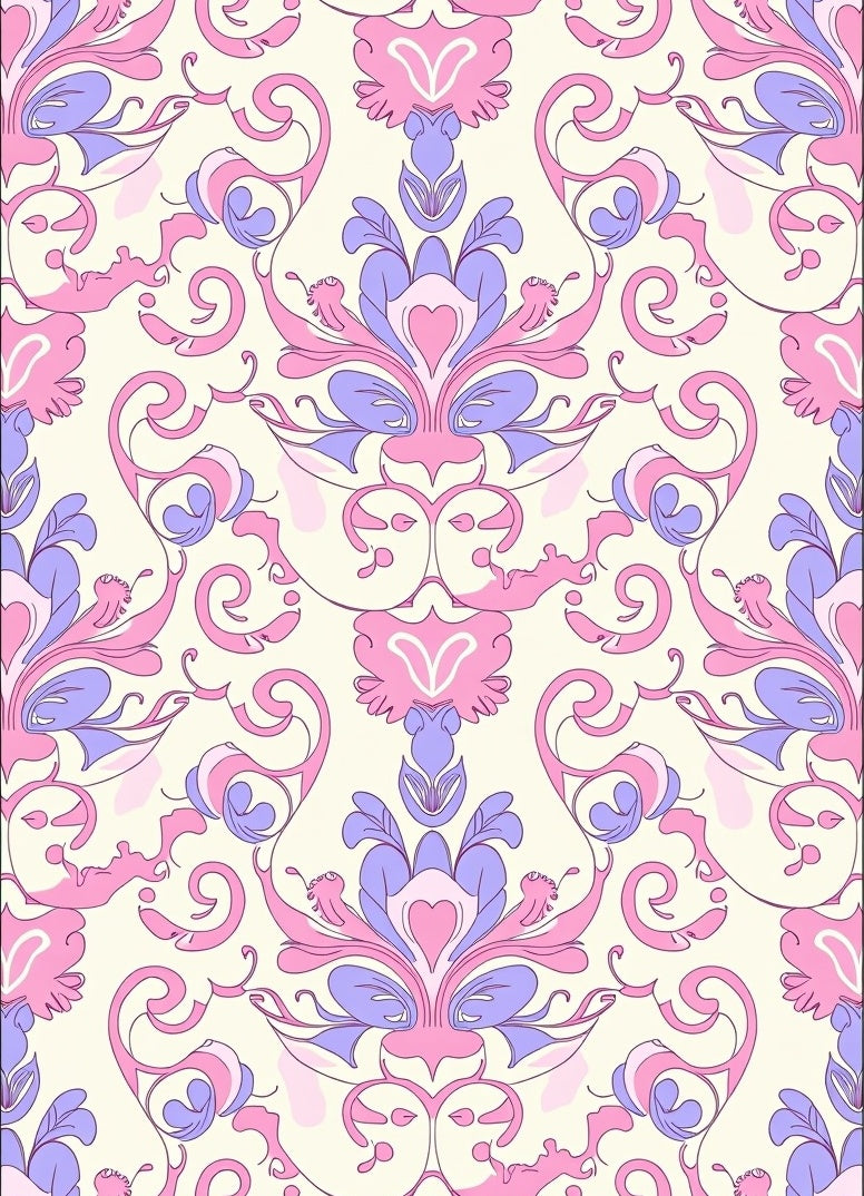 Soft Pink Lavender Floral Damask Rug