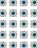 Charming Blue Floral Square Pattern Rug