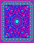 Vibrant Pink Blue Floral Mandala Design Rug