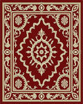 Crimson Floral Medallion Frame Rug