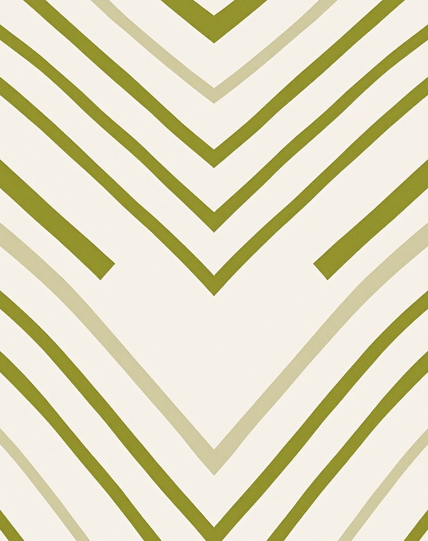 Olive Chevron Patterned Design Rug