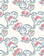 Floral Scrollwork With Pink Blossoms and Swirls Rug
