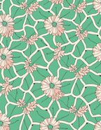 Floral Lattice Pink Green Pattern Rug