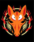 Orange Fox With Fire Symbol Rug