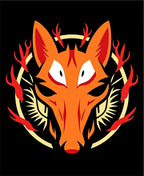 Orange Fox With Fire Symbol Rug