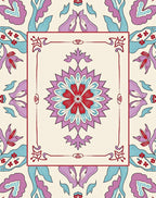 Vibrant Floral Medallion Outline Rug