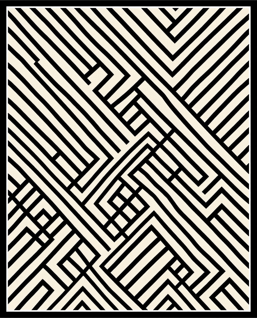 Bold Abstract Geometric Stripe Rug