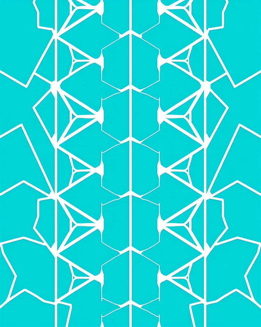 Teal White Geometric Tessellation Pattern Rug