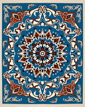 Ornate Blue Brown Mandala Pattern Rug