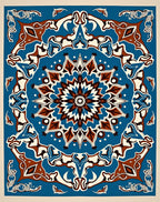 Ornate Blue Brown Mandala Pattern Rug