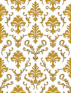 Classic Gold Leaf Damask Pattern Rug