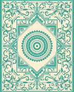 Teal Mandala Art Deco Pattern Rug