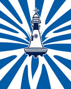 Stark Lighthouse Blue Wave Pattern Rug