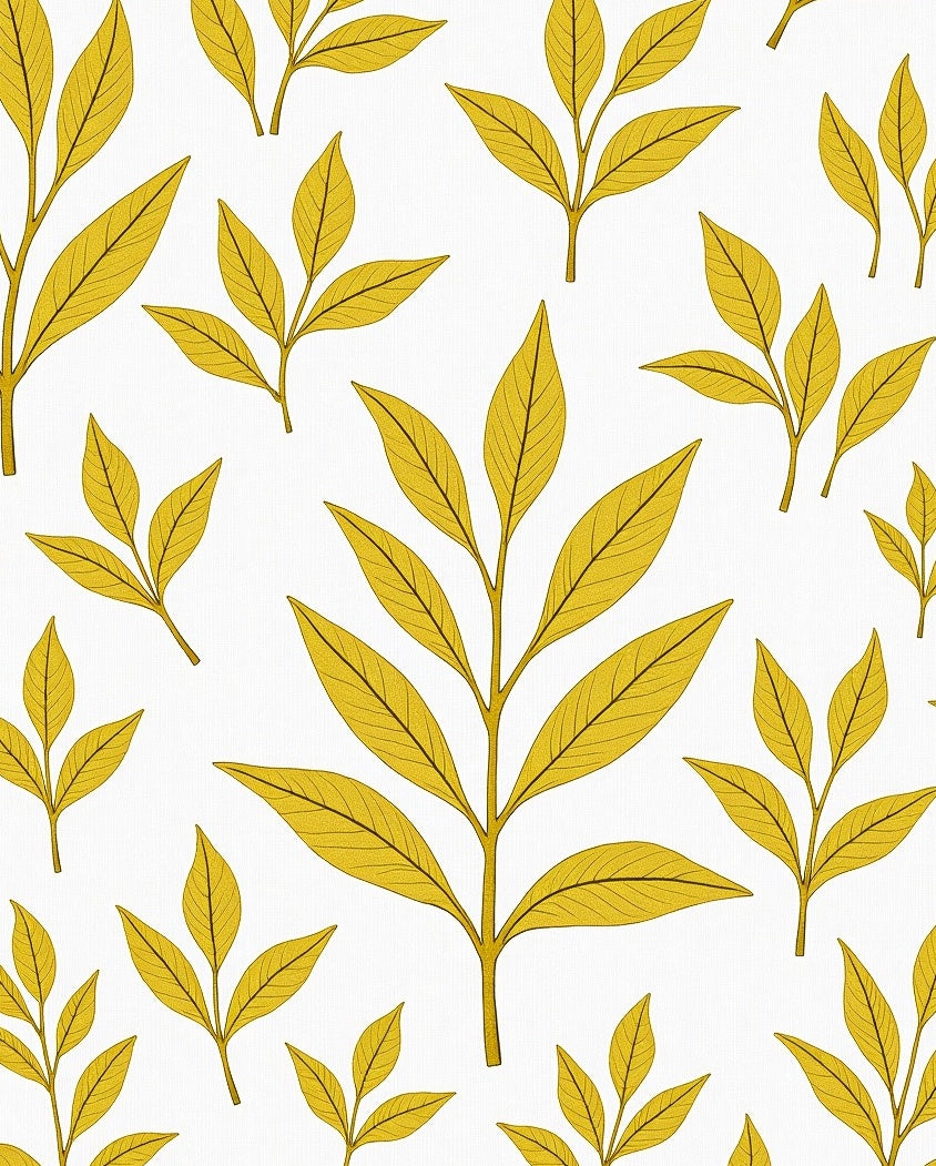Golden Leaf Botanical Pattern Rug