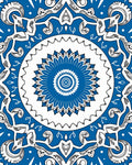 Intricate Blue White Floral Mandala Rug