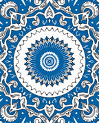 Intricate Blue White Floral Mandala Rug