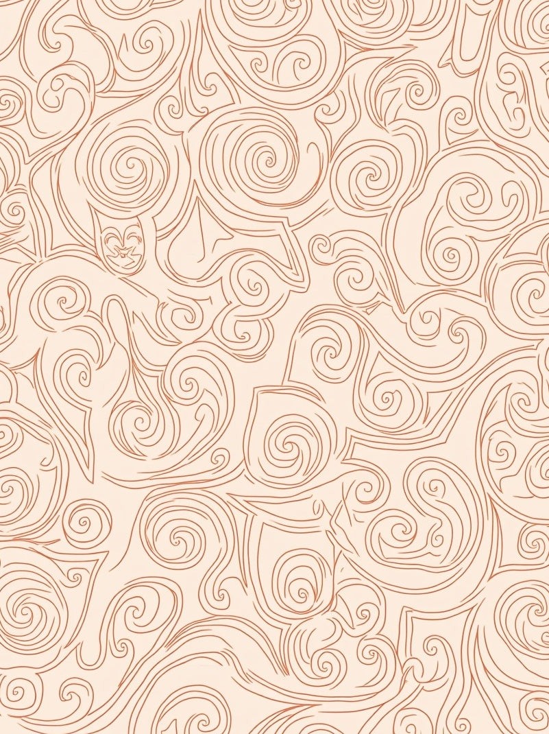 Swirly Stylized Line Art Rug