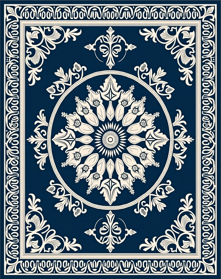 Vintage Floral Medallion Mandala Pattern Rug